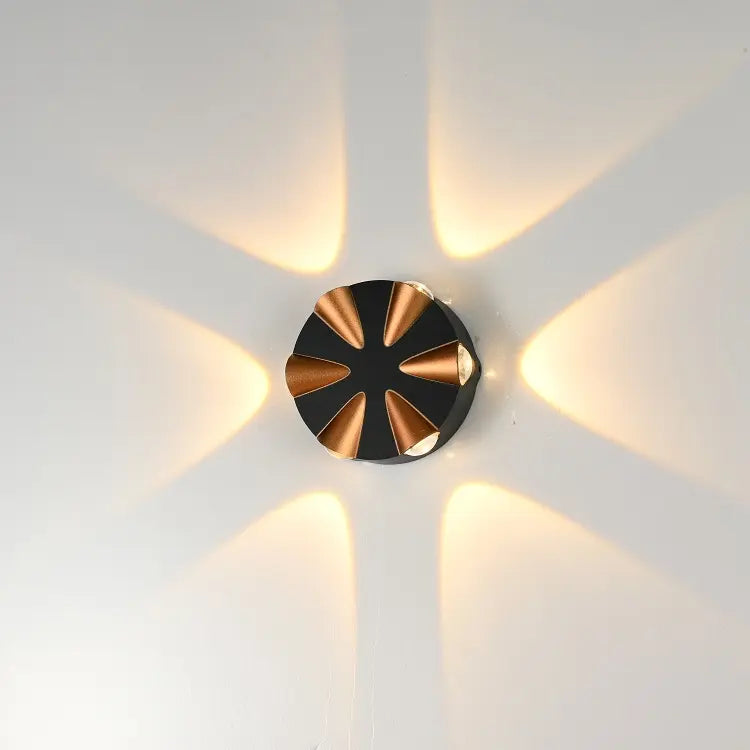 Aplica Exterior RFAN, Model L611, Material Aluminiu, IP65, Lumina Neutra, 6W, Negru/Auriu
