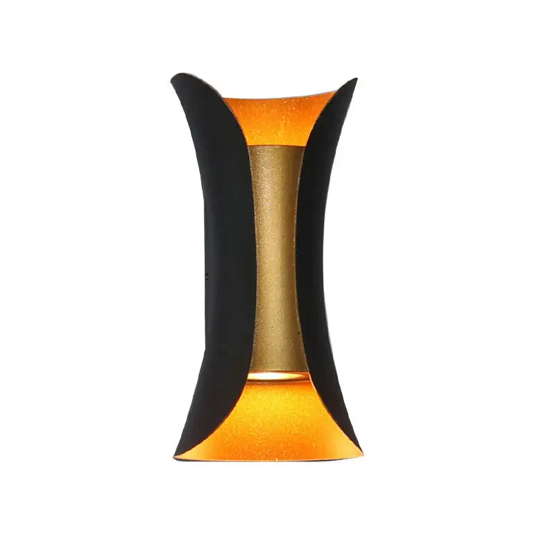 Aplica Exterior RFAN, Model K-2335BK, Material Aluminiu, IP65, Lumina Neutra, 10W, Negru/Auriu