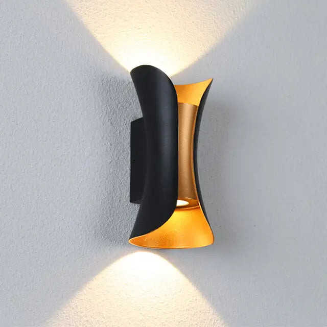 Aplica Exterior RFAN, Model K-2335BK, Material Aluminiu, IP65, Lumina Neutra, 10W, Negru/Auriu
