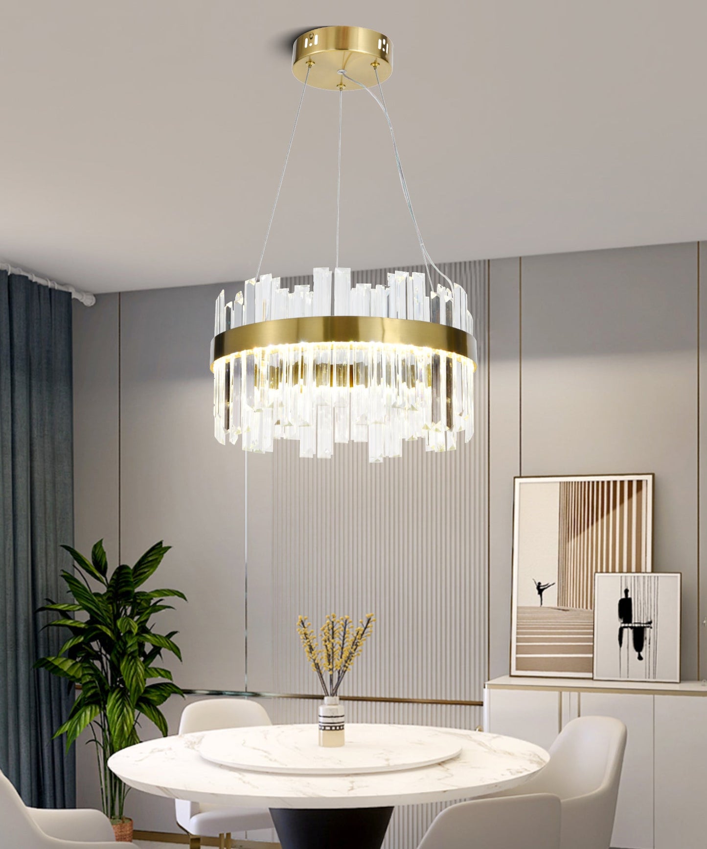 Candelabru LED RFAN, Model H98347/600, Textura Cristal, Metal, 100W, Auriu