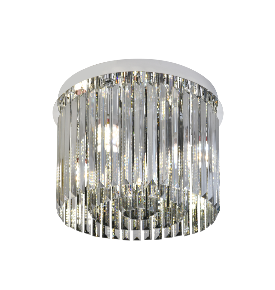 Candelabru RFAN, Model H98348/400, Textura Cristal, Metal, 5 X E14, Crom
