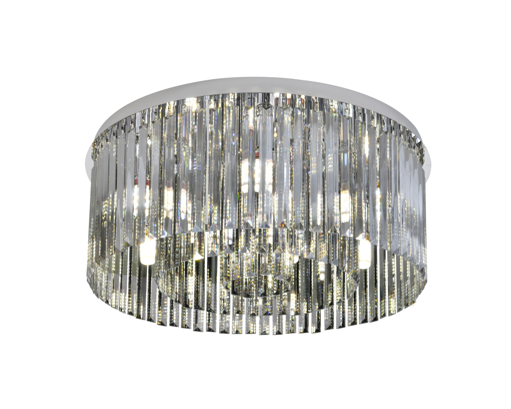 Candelabru RFAN, Model H98348/600, Textura Cristal, Metal, 10 X E14, Crom