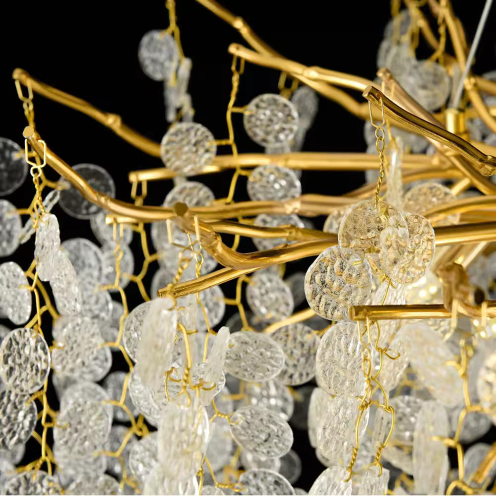 Candelabru RFAN, Model R9103/800, Textura Cristal, Metal, 8 X E14, Auriu