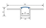 Profil LED Incastrat, Finisaj Glet, Lungime 2m, Latime 2 cm