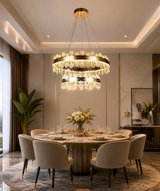 Candelabru LED RFAN, Model 3523/600+400, Cu Telecomanda, 3 Tipuri De Lumina, Inaltime Reglabila, 216W, Auriu