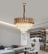 Candelabru RFAN, Model S89001/500, Textura Cristal, Metal, 8 x E27, Maro/Auriu