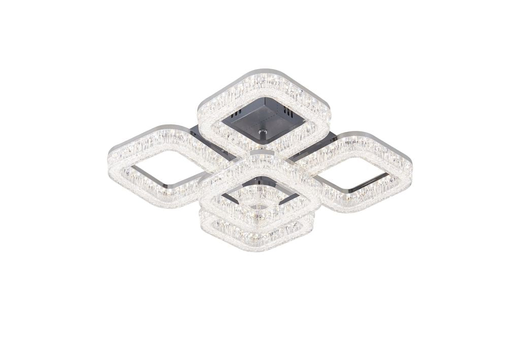 Lustra LED RFAN, Model K3535/4+1ACH, Cu Telecomanda, 3 Tipuri De Lumina, Intensitate Reglabila, 80W, Argintiu