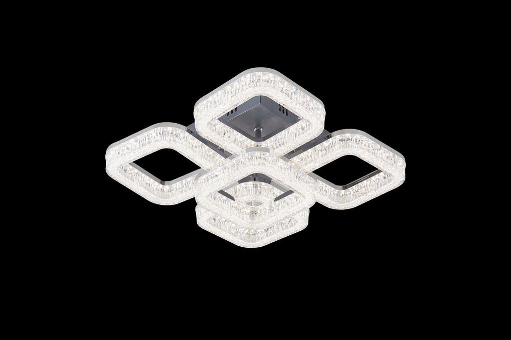 Lustra LED RFAN, Model K3535/4+1ACH, Cu Telecomanda, 3 Tipuri De Lumina, Intensitate Reglabila, 80W, Argintiu
