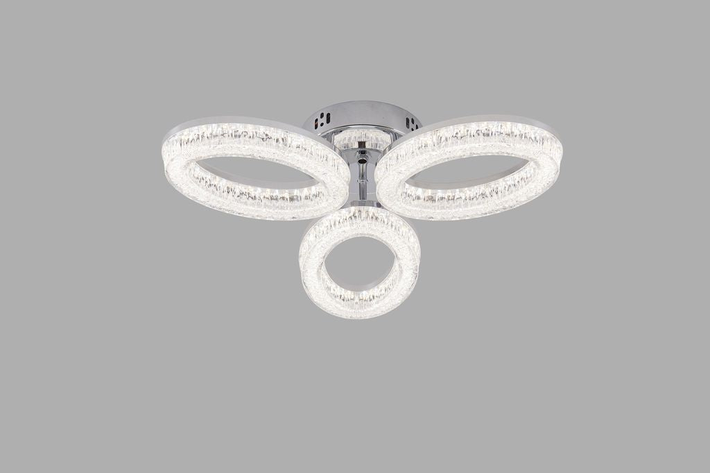 Lustra LED RFAN, Model K3538/3CH, Cu Telecomanda, 3 Tipuri De Lumina, Intensitate Reglabila, 80W, Argintiu
