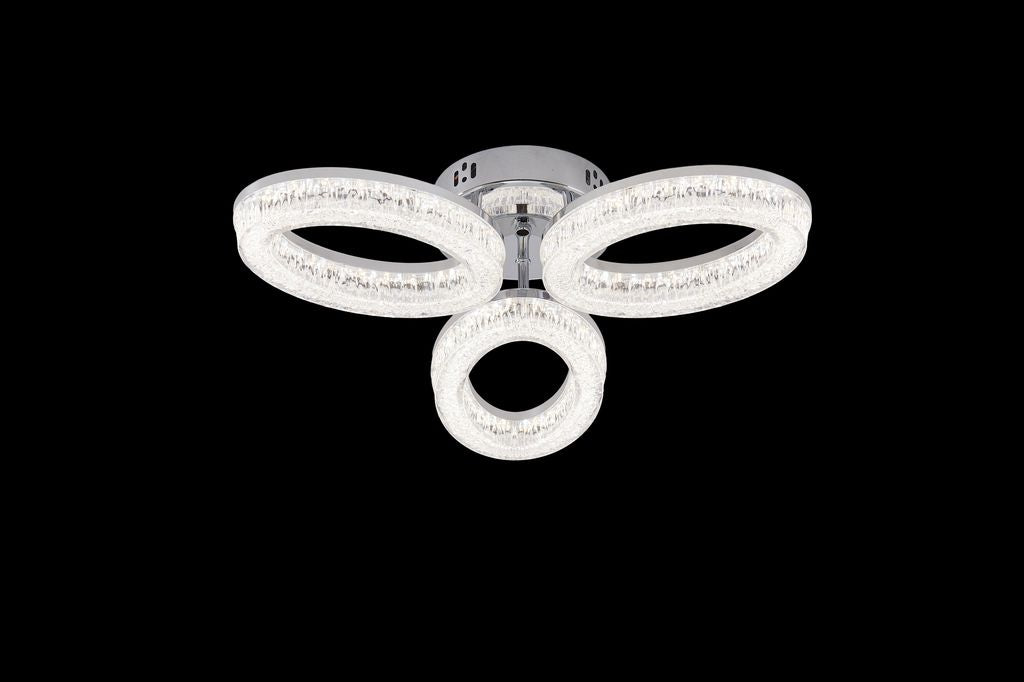 Lustra LED RFAN, Model K3538/3CH, Cu Telecomanda, 3 Tipuri De Lumina, Intensitate Reglabila, 80W, Argintiu