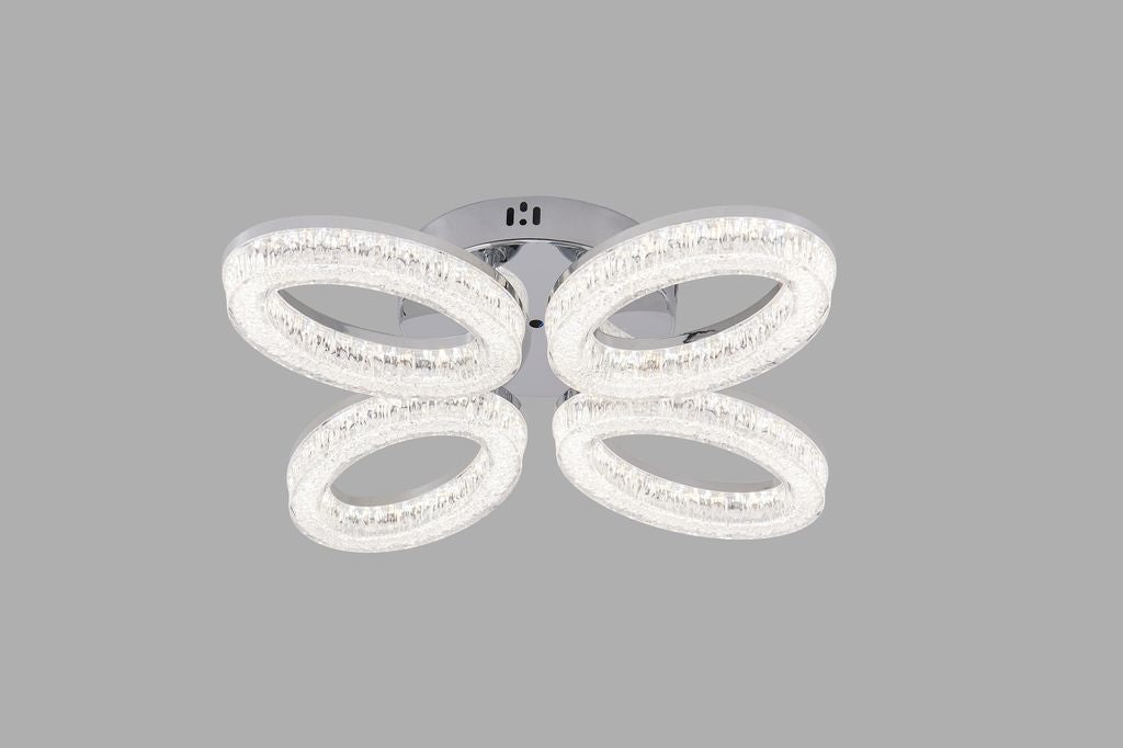Lustra LED RFAN, Model K3538/4CH, Cu Telecomanda, 3 Tipuri De Lumina, Intensitate Reglabila, 80W, Argintiu