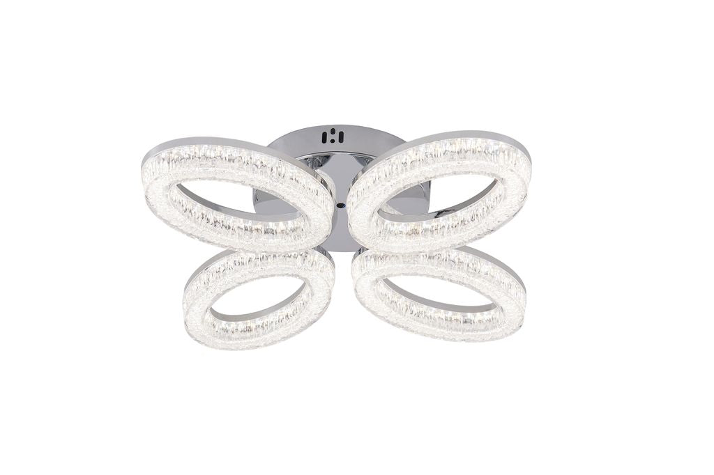 Lustra LED RFAN, Model K3538/4CH, Cu Telecomanda, 3 Tipuri De Lumina, Intensitate Reglabila, 80W, Argintiu