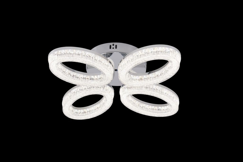 Lustra LED RFAN, Model K3538/4CH, Cu Telecomanda, 3 Tipuri De Lumina, Intensitate Reglabila, 80W, Argintiu