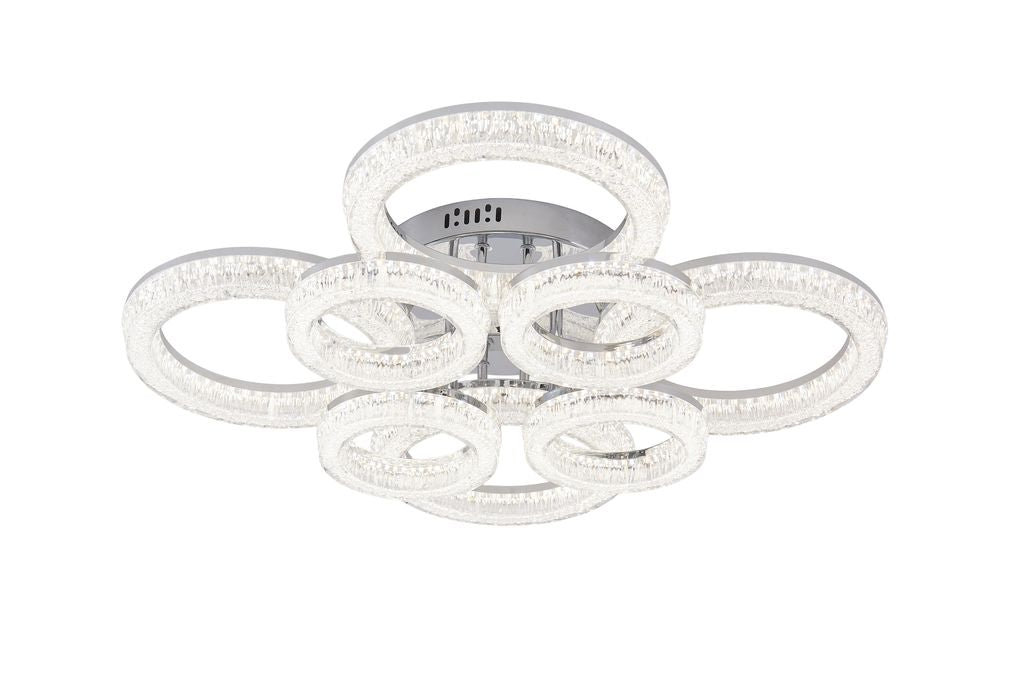 Lustra LED RFAN, Model K3536/4+4CH, Cu Telecomanda, 3 Tipuri De Lumina, Intensitate Reglabila, 240W, Argintiu