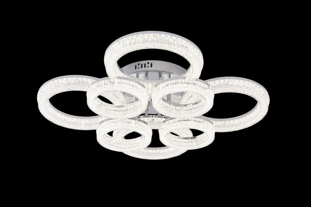 Lustra LED RFAN, Model K3536/4+4CH, Cu Telecomanda, 3 Tipuri De Lumina, Intensitate Reglabila, 240W, Argintiu