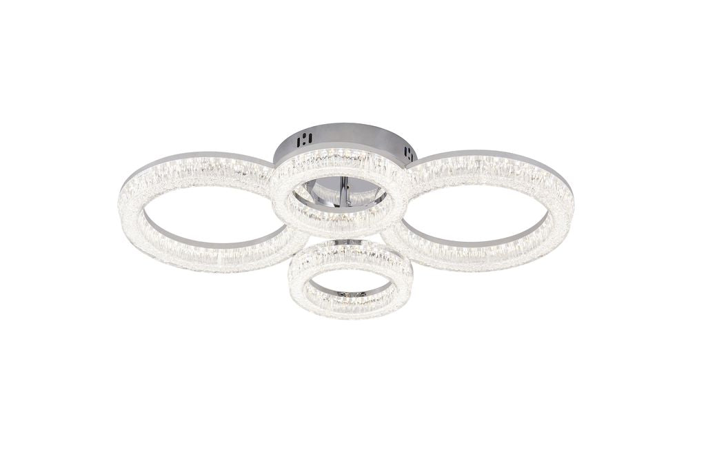 Lustra LED RFAN, Model K3536/2+2CH, Cu Telecomanda, 3 Tipuri De Lumina, Intensitate Reglabila, 120W, Argintiu