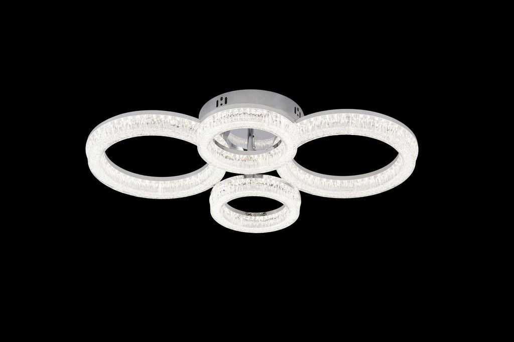 Lustra LED RFAN, Model K3536/2+2CH, Cu Telecomanda, 3 Tipuri De Lumina, Intensitate Reglabila, 120W, Argintiu