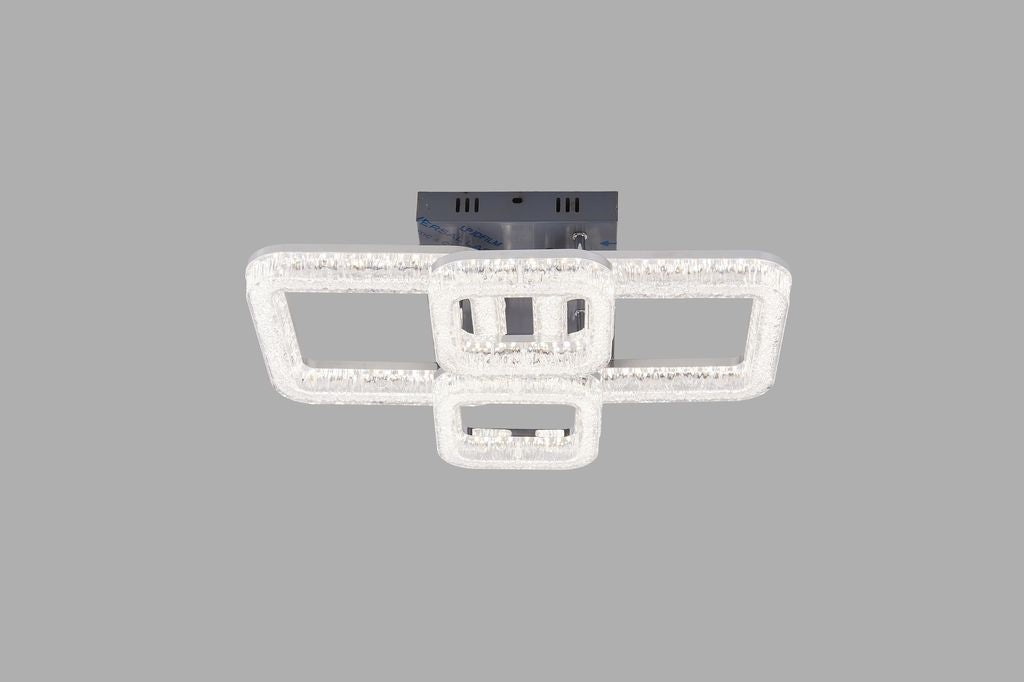 Lustra LED RFAN, Model K3535/2+2BCH, Cu Telecomanda, 3 Tipuri De Lumina, Intensitate Reglabila, 120W, Argintiu