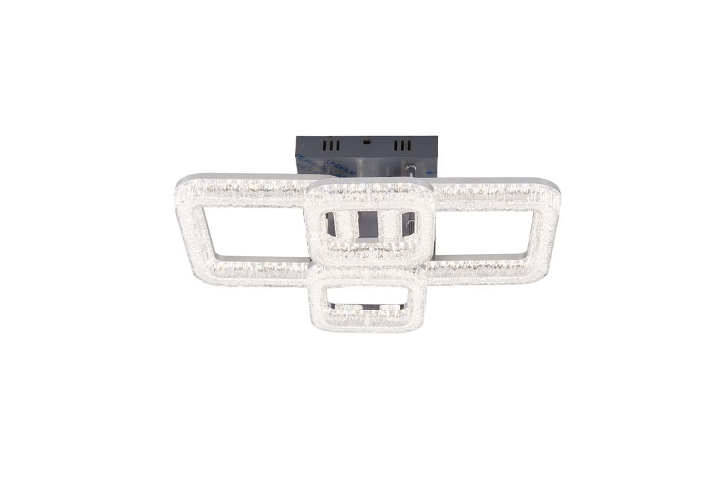 Lustra LED RFAN, Model K3535/2+2BCH, Cu Telecomanda, 3 Tipuri De Lumina, Intensitate Reglabila, 120W, Argintiu
