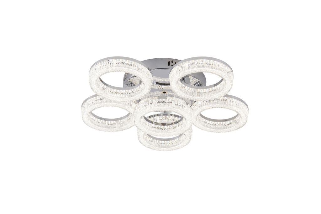 Lustra LED RFAN, Model K3536/5+1ACH, Cu Telecomanda, 3 Tipuri De Lumina, Intensitate Reglabila, 120W, Argintiu