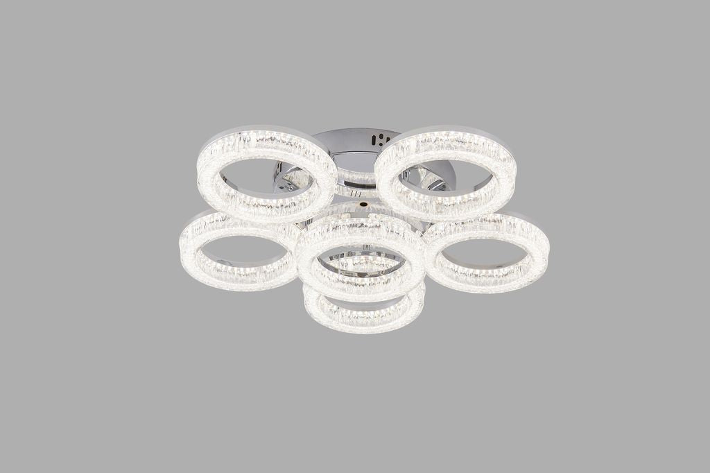 Lustra LED RFAN, Model K3536/5+1ACH, Cu Telecomanda, 3 Tipuri De Lumina, Intensitate Reglabila, 120W, Argintiu