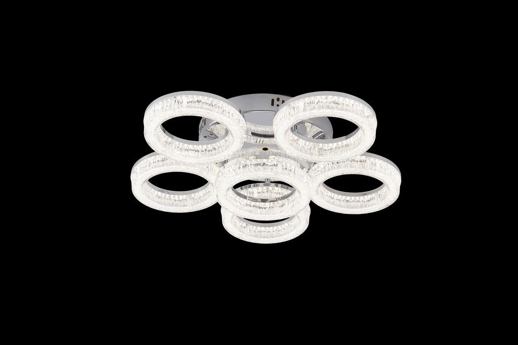 Lustra LED RFAN, Model K3536/5+1ACH, Cu Telecomanda, 3 Tipuri De Lumina, Intensitate Reglabila, 120W, Argintiu