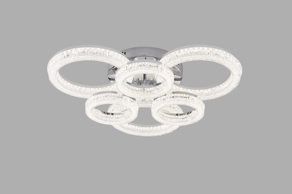 Lustra LED RFAN, Model K3536/3+3CH, Cu Telecomanda, 3 Tipuri De Lumina, Intensitate Reglabila, 200W, Argintiu