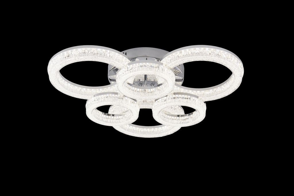 Lustra LED RFAN, Model K3536/3+3CH, Cu Telecomanda, 3 Tipuri De Lumina, Intensitate Reglabila, 200W, Argintiu