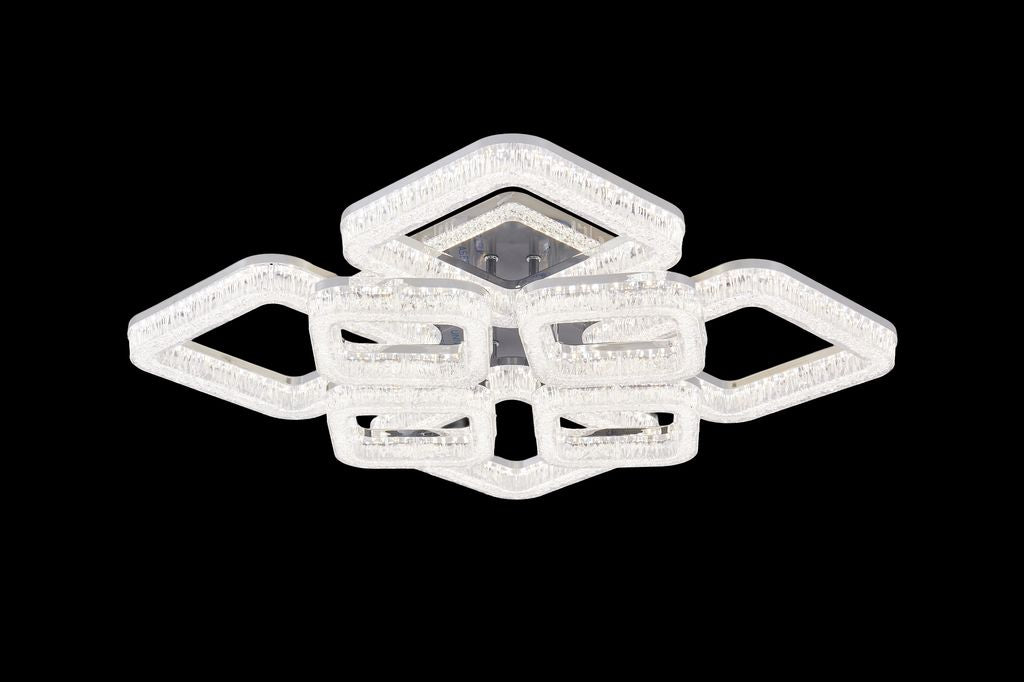 Lustra LED RFAN, Model K3535/4+4CH, Cu Telecomanda, 3 Tipuri De Lumina, Intensitate Reglabila, 200W, Argintiu