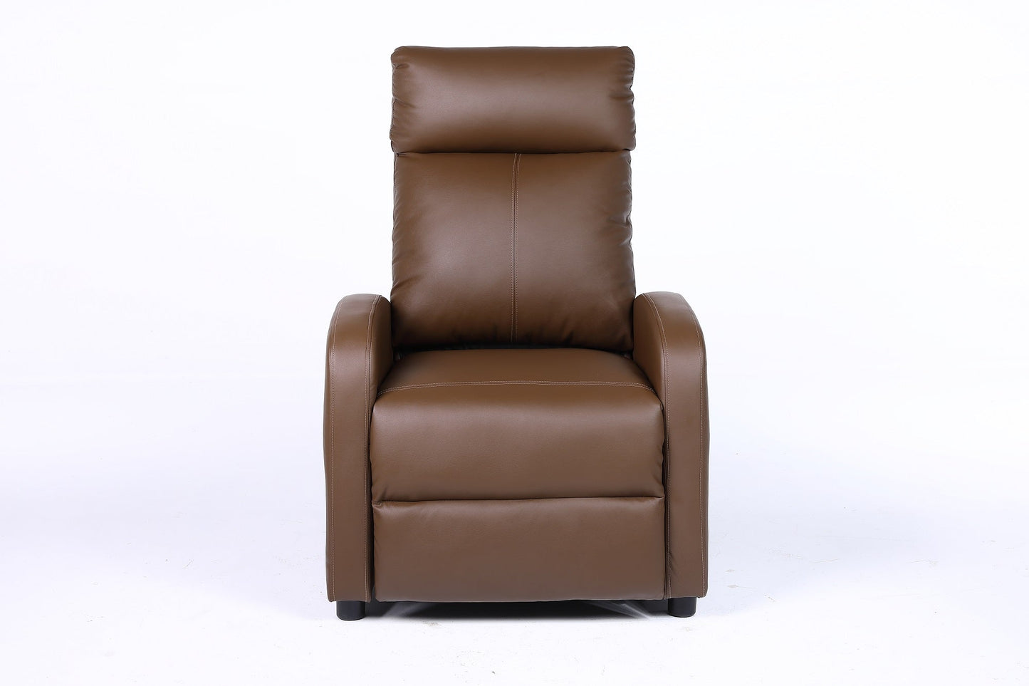 Fotoliu recliner din piele ecologică, spatar rabatabil si suport picioare extensibil, Kaki