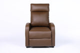 Fotoliu recliner din piele ecologică, spatar rabatabil si suport picioare extensibil, Kaki