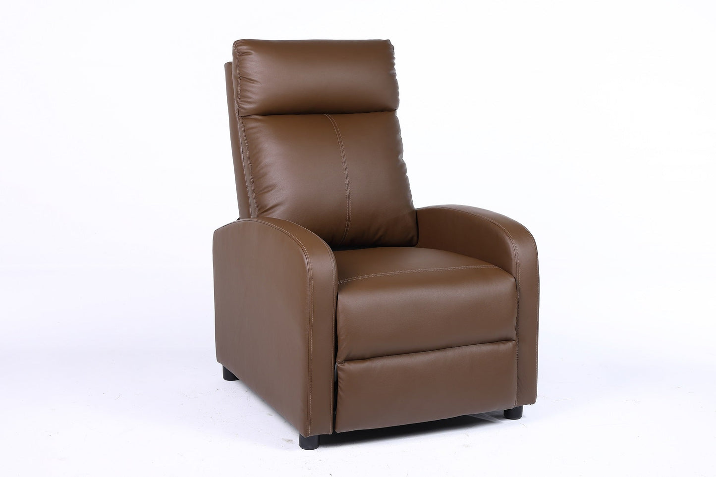 Fotoliu recliner din piele ecologică, spatar rabatabil si suport picioare extensibil, Kaki