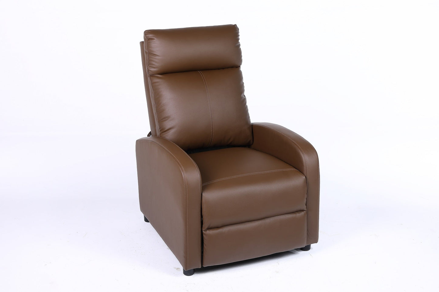 Fotoliu recliner din piele ecologică, spatar rabatabil si suport picioare extensibil, Kaki