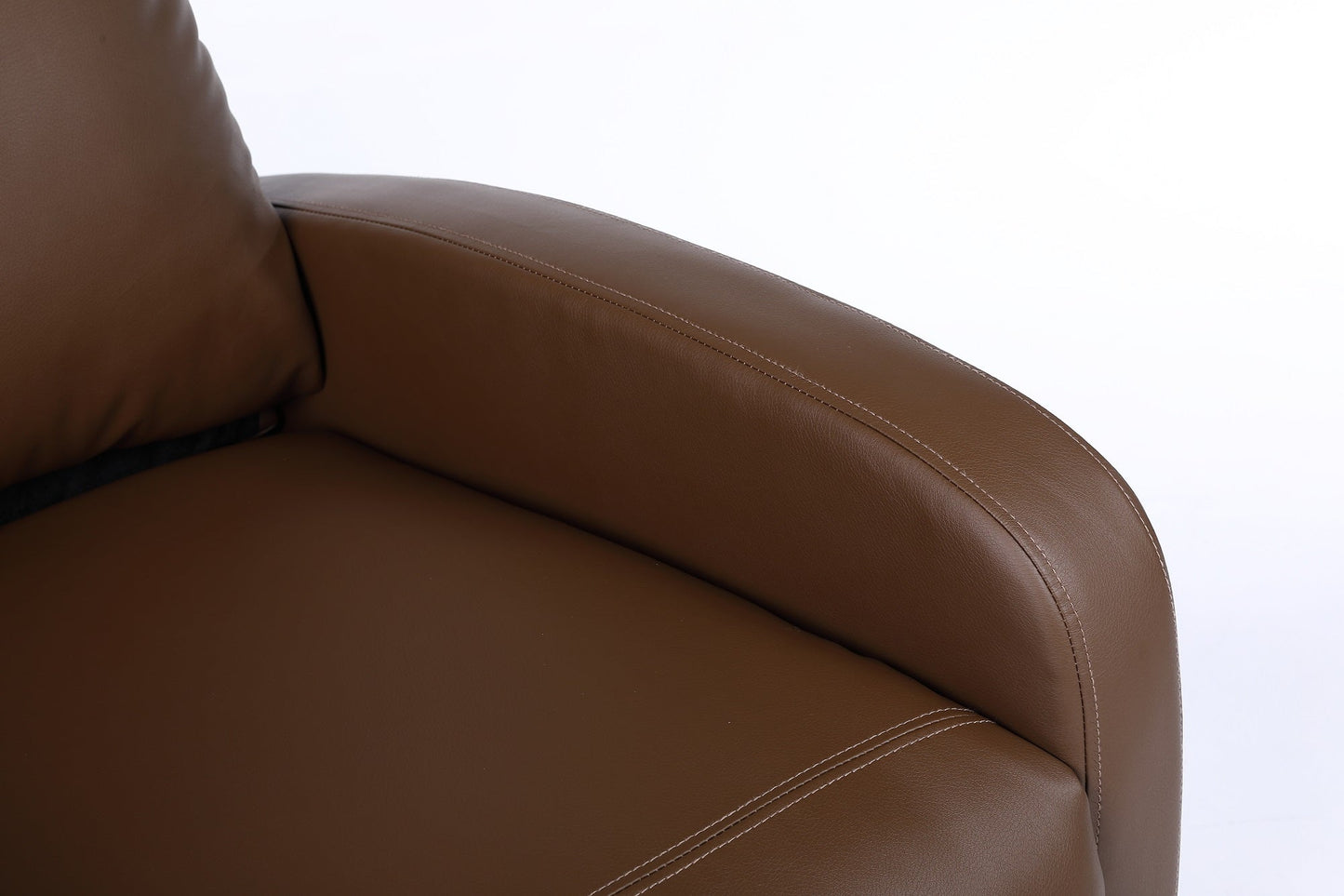 Fotoliu recliner din piele ecologică, spatar rabatabil si suport picioare extensibil, Kaki