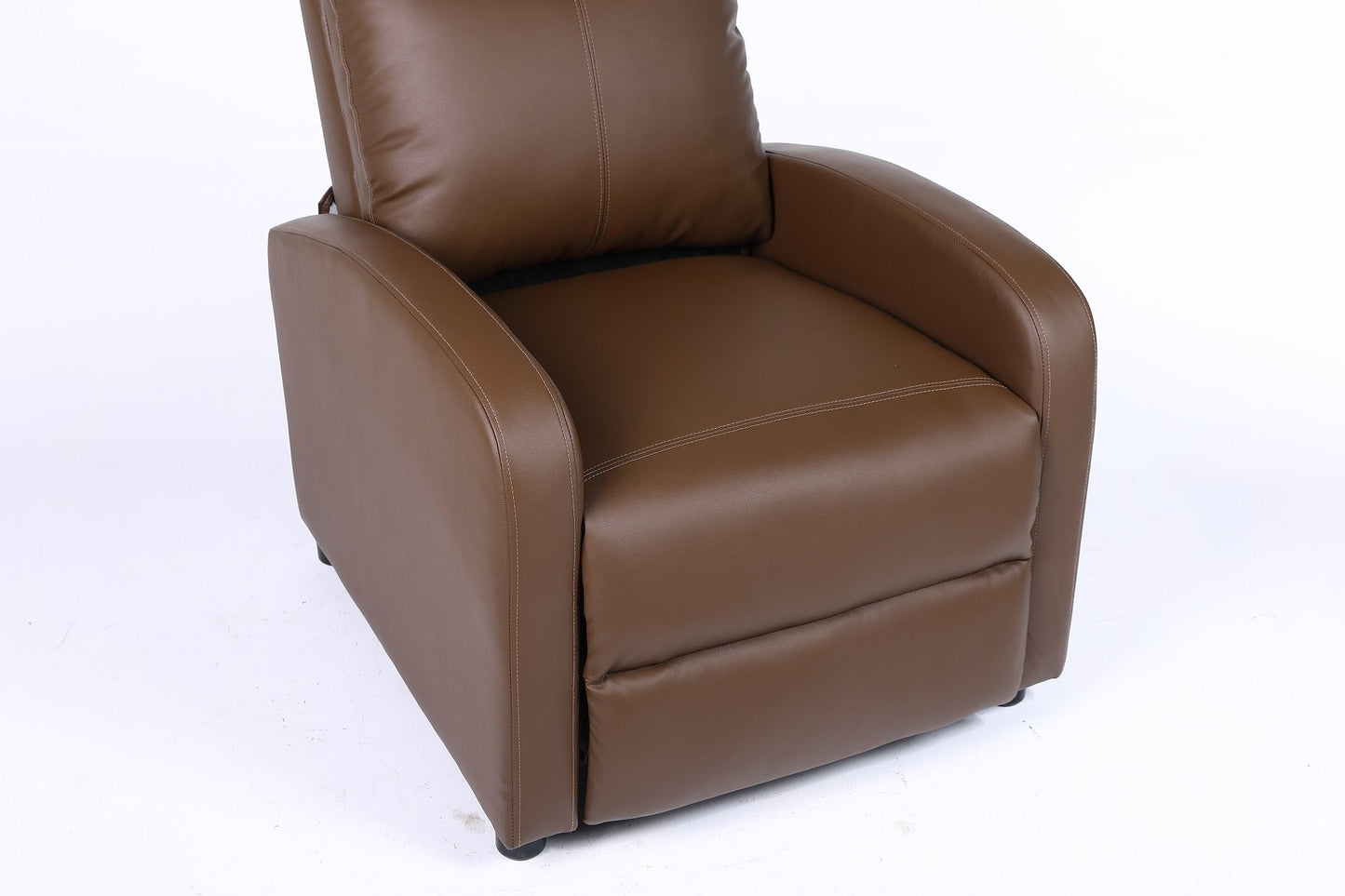 Fotoliu recliner din piele ecologică, spatar rabatabil si suport picioare extensibil, Kaki