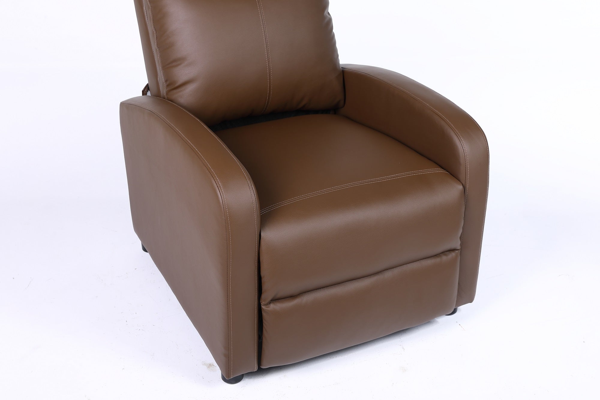 Fotoliu recliner din piele ecologică, spatar rabatabil si suport picioare extensibil, Kaki