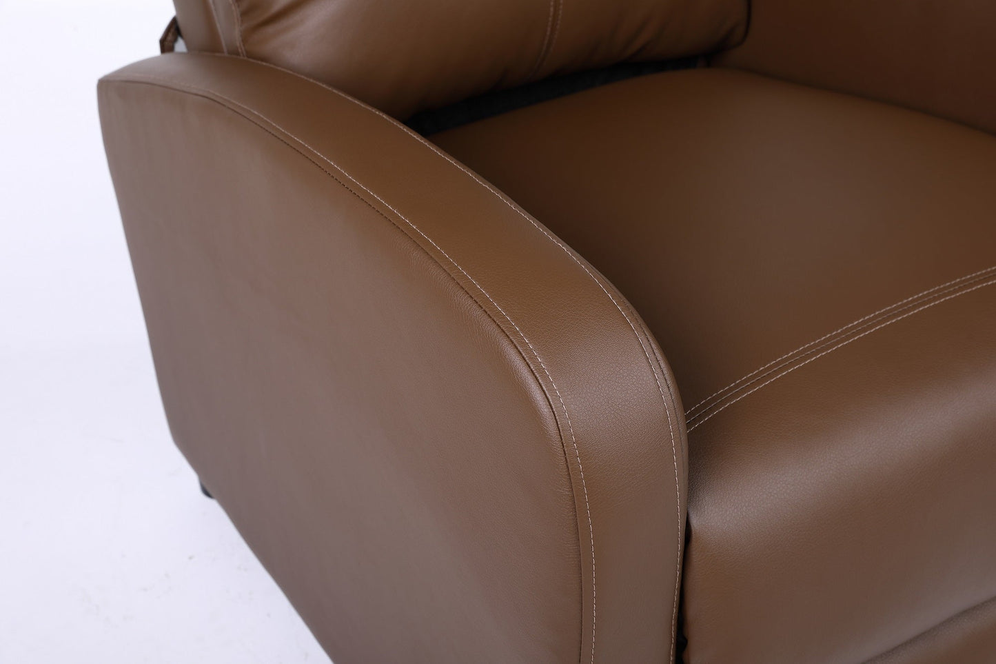 Fotoliu recliner din piele ecologică, spatar rabatabil si suport picioare extensibil, Kaki