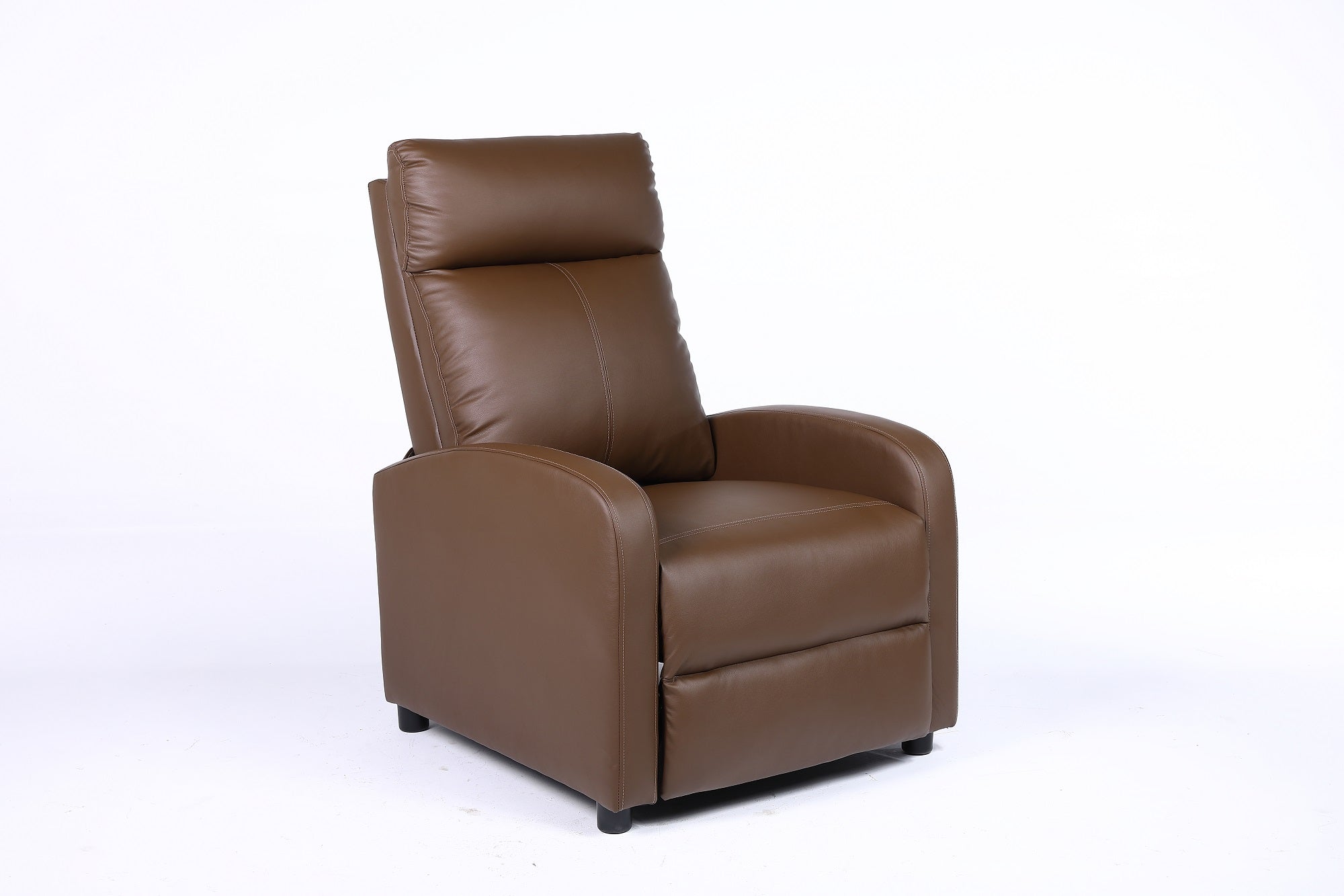 Fotoliu recliner din piele ecologică, spatar rabatabil si suport picioare extensibil, Kaki