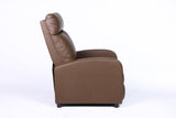 Fotoliu recliner din piele ecologică, spatar rabatabil si suport picioare extensibil, Kaki