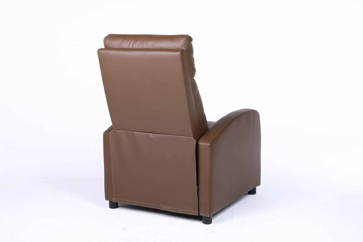 Fotoliu recliner din piele ecologică, spatar rabatabil si suport picioare extensibil, Kaki