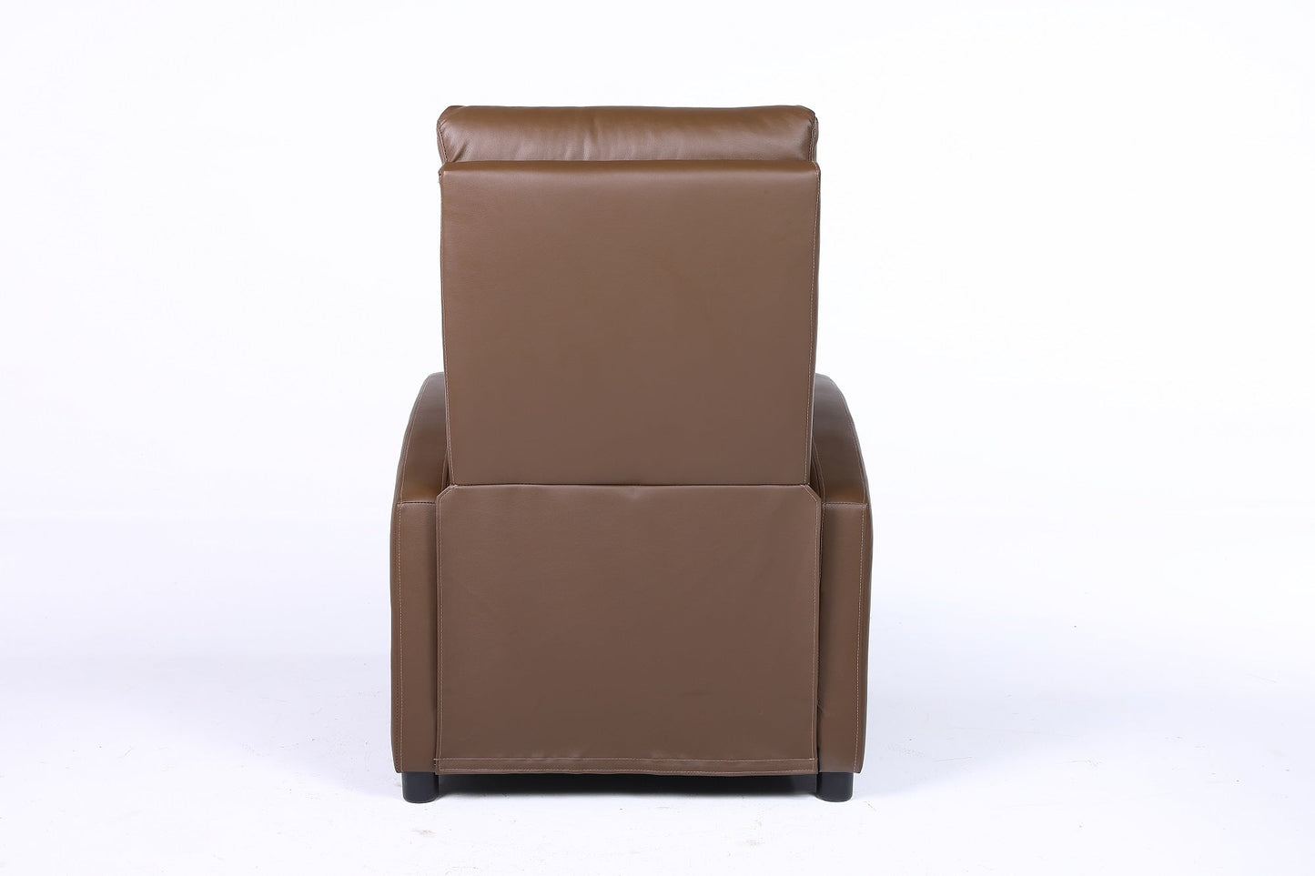 Fotoliu recliner din piele ecologică, spatar rabatabil si suport picioare extensibil, Kaki