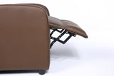 Fotoliu recliner din piele ecologică, spatar rabatabil si suport picioare extensibil, Kaki