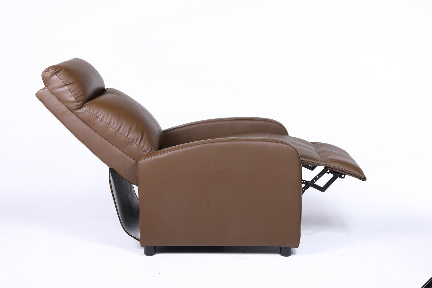 Fotoliu recliner din piele ecologică, spatar rabatabil si suport picioare extensibil, Kaki