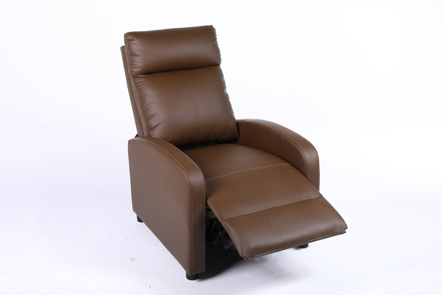 Fotoliu recliner din piele ecologică, spatar rabatabil si suport picioare extensibil, Kaki