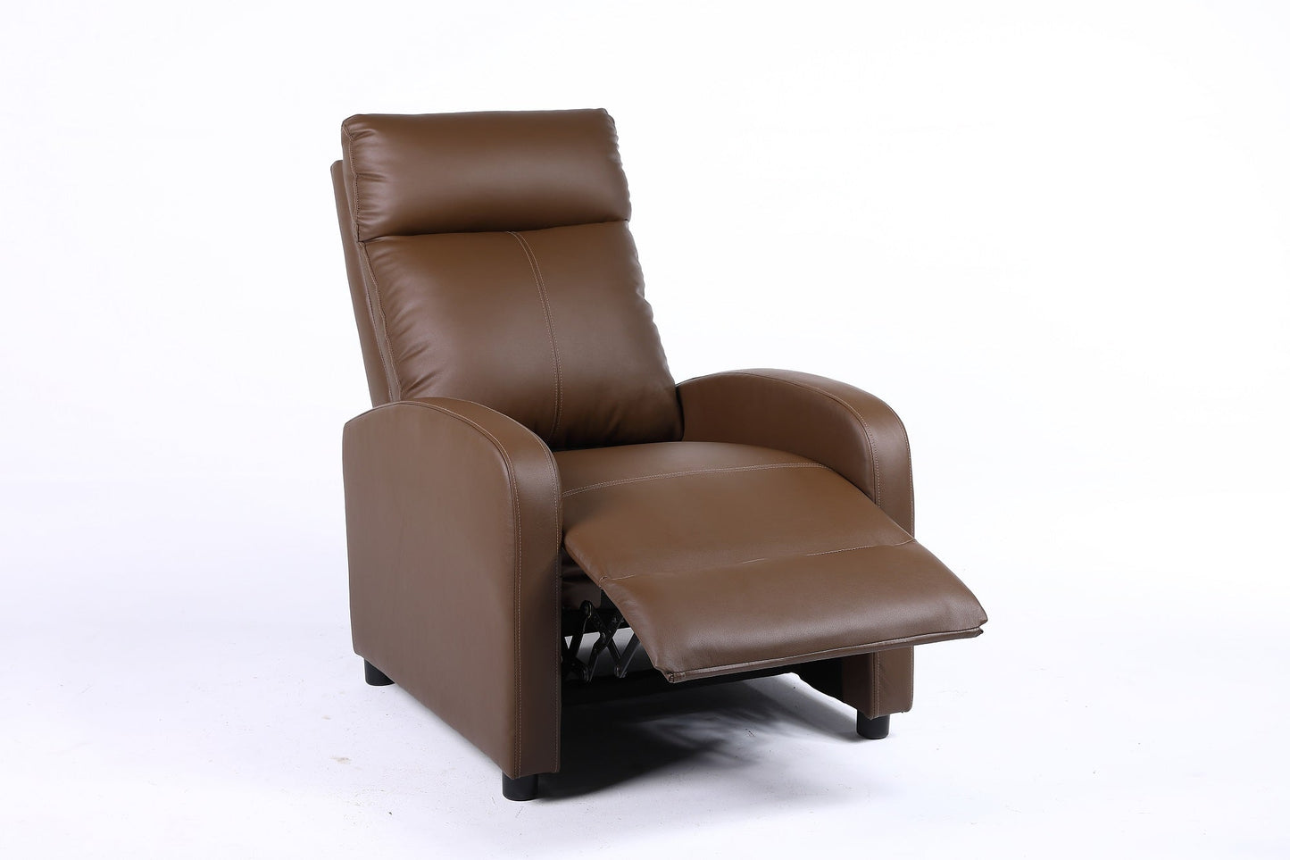 Fotoliu recliner din piele ecologică, spatar rabatabil si suport picioare extensibil, Kaki