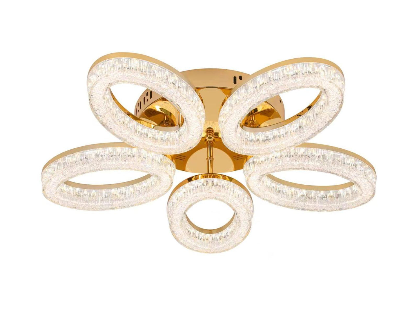 Lustra LED RFAN, Model K3538/5GD, Cu Telecomanda, 3 Tipuri De Lumina, Intensitate Reglabila, 120W, Argintiu