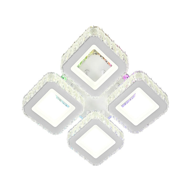 Lustra LED RFAN, Model R9098-4, Cu Telecomanda, 3 Tipuri De Lumina Plus Lumina RGB, Intensitate Reglabila, 68W, Alb