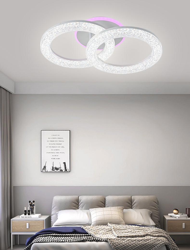 Lustra LED RFAN, Model R9162/2C, Cu Telecomanda, 3 Tipuri De Lumina Plus Lumina RGB, Intensitate Reglabila, 44W, Alb