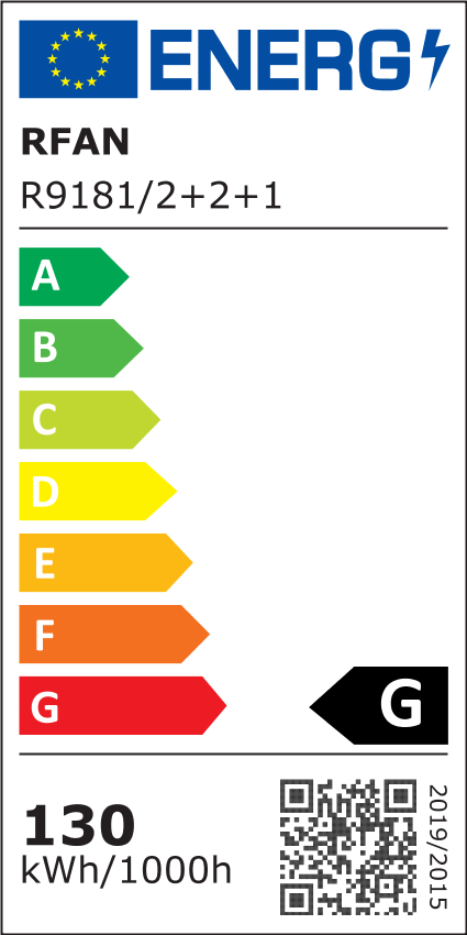 Lustra LED RFAN, Model R9181/2+2+1, Cu Telecomanda, 3 Tipuri De Lumina, Intensitate Reglabila, 130W, Auriu