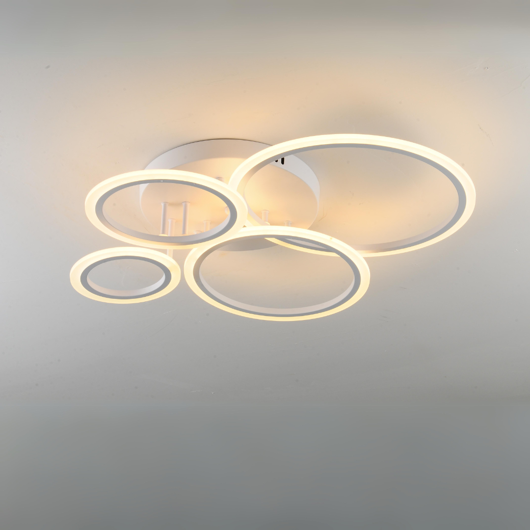 Lustra LED RFAN, Model K001-4, cu Telecomanda, 3 Tipuri de Lumina, Intensitate Reglabila, 118W, Alb